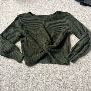 Olive Green Knotted Women's Sweater